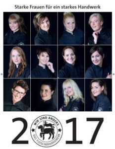 Kalendertitelbild von Frauen aus dem Fleischerhandwerk aus dem Jahr 2017