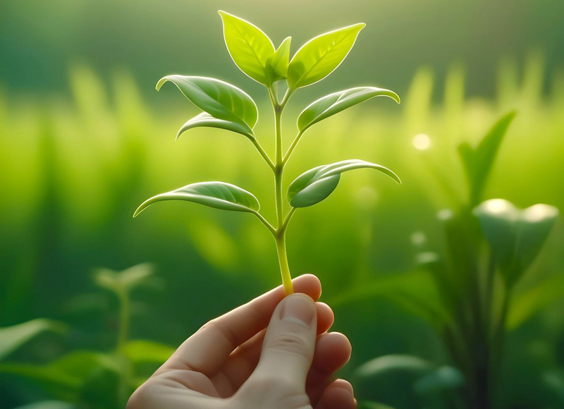 Pflanze in einer Hand